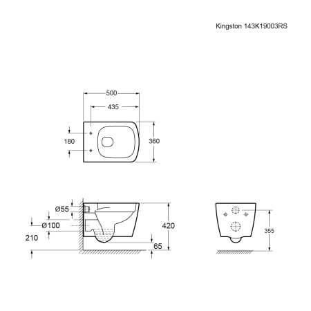 Унитаз подвесной Ambassador Kingston 143K19003RS белый с сиденьем микролифт каскадный смыв